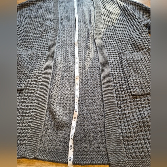 ZESICA Women's Long Batwing Sleeve Open Front Knit Cardigan Sweater GRAY XXL - Picture 9 of 10